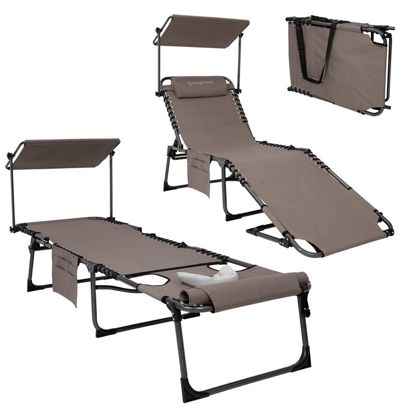 Load image into Gallery viewer, KingCamp MAGNOLIA B10 PLUS Backpack Chaise Lounge with 360° Rotatable Canopy Shade 2PACK
