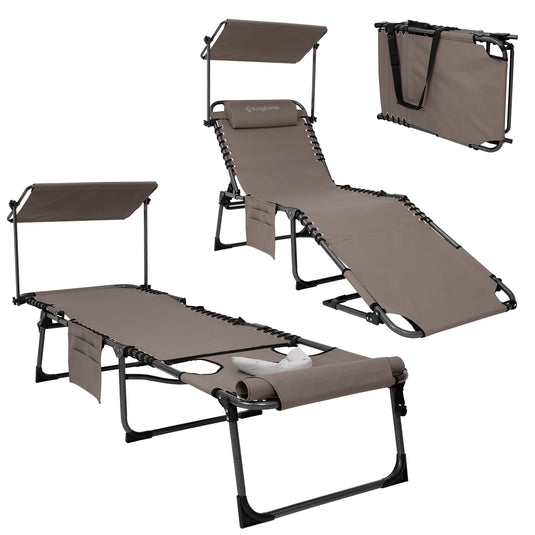 KingCamp MAGNOLIA B10 PLUS Backpack Chaise Lounge with 360° Rotatable Canopy Shade 2PACK