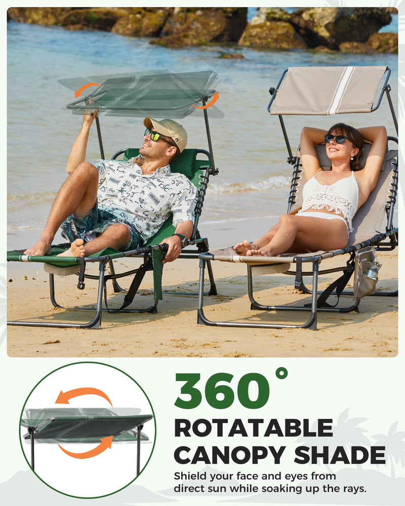 Load image into Gallery viewer, KingCamp MAGNOLIA B10 PLUS Backpack Chaise Lounge with 360° Rotatable Canopy Shade
