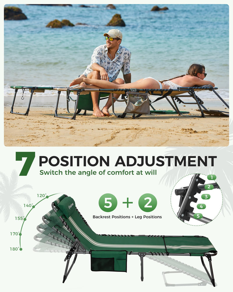 Load image into Gallery viewer, KingCamp 7 Position Adjustable Backpack Chaise Lounge with 360° Rotatable Canopy Shade

