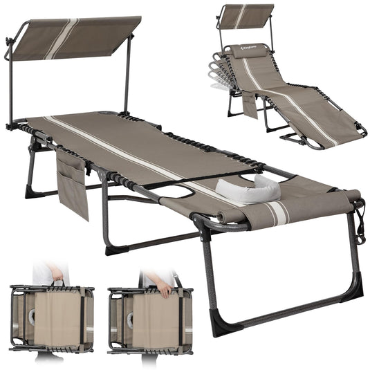 KingCamp MAGNOLIA B10 PLUS Backpack Chaise Lounge with 360° Rotatable Canopy Shade