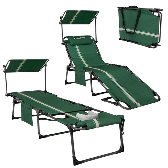 KingCamp MAGNOLIA B10 PLUS Backpack Chaise Lounge with Adjustable Canopy and Face Hole Green