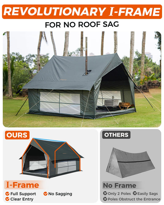 KingCamp MOUNTAIN IN C2 Canvas Cabin Tent 8' x 11' Green