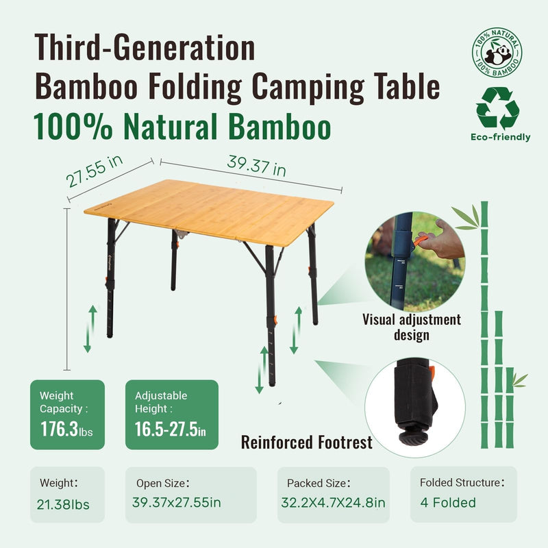 Load image into Gallery viewer, KingCamp Outdoor Comfort Bundle: Bamboo Folding Table &amp; Oversized Camping Chair with Lumbar Support
