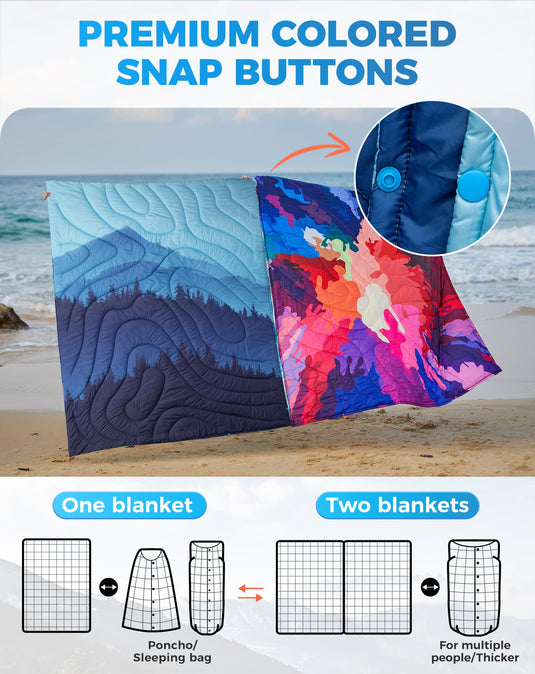 KingCamp SMART 150 XL Ultralight Camping Blanket – Packable, Wearable & Water-Repellent for Outdoor & Stadium Use