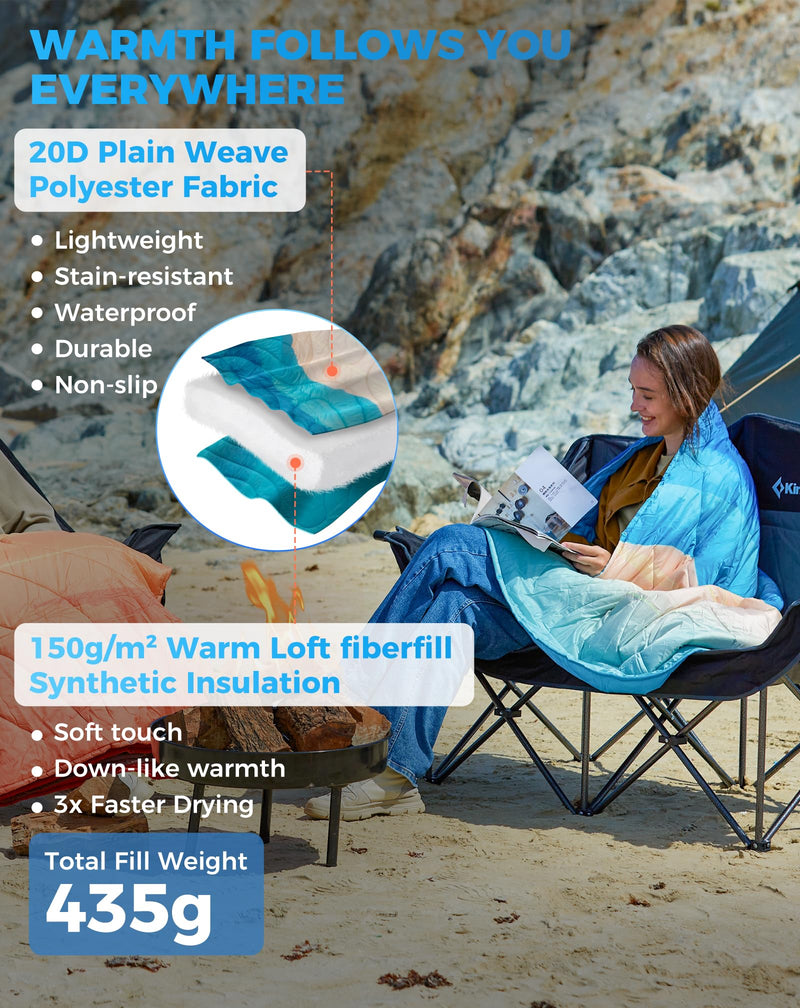 Load image into Gallery viewer, KingCamp SMART 150 XL Ultralight Camping Blanket – Packable, Wearable &amp; Water-Repellent for Outdoor &amp; Stadium Use
