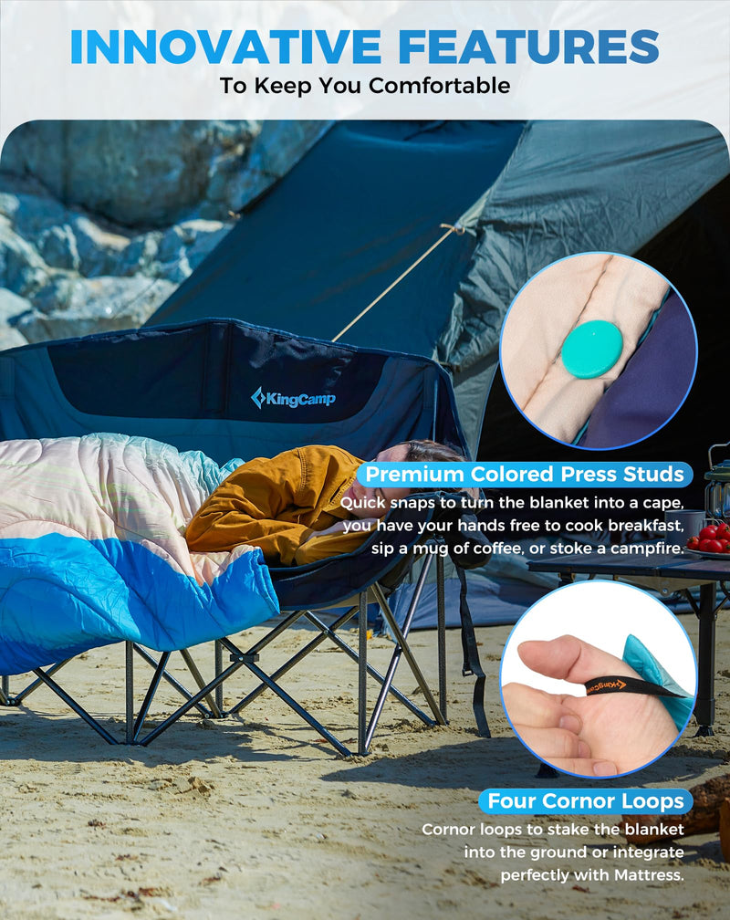 Load image into Gallery viewer, KingCamp SMART 150 XL Ultralight Camping Blanket – Packable, Wearable &amp; Water-Repellent for Outdoor &amp; Stadium Use with four cornor loops
