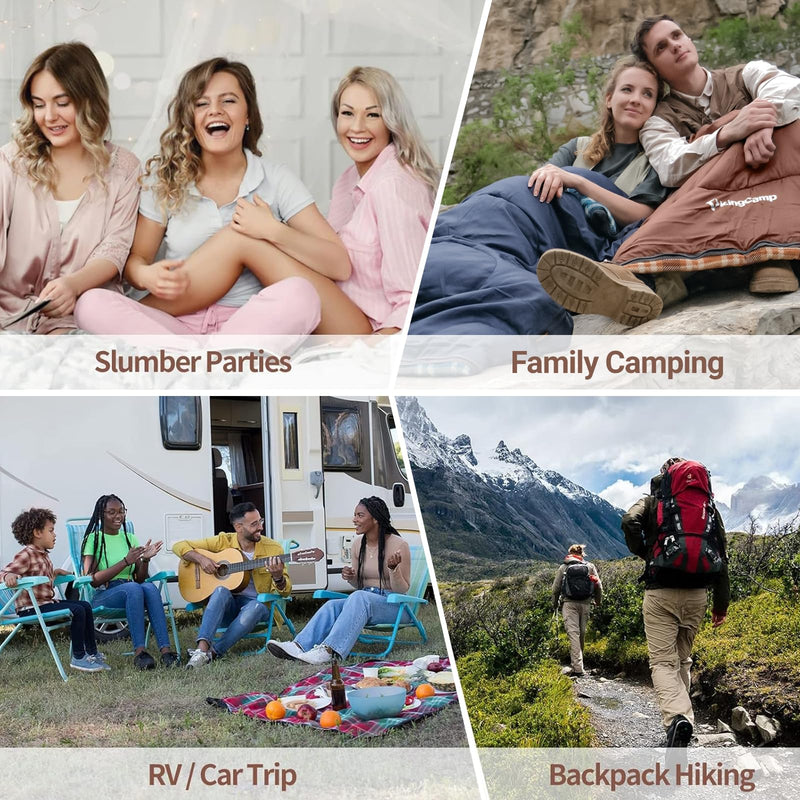 Load image into Gallery viewer, KingCamp SNOWFLAKE 400 Cold Weather Sleeping Bag for Adults - 4-Season, Wide, Waterproof, Converts to Double
