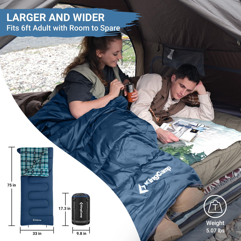 Load image into Gallery viewer, KingCamp SNOWFLAKE 400 Cold Weather Sleeping Bag for Adults - 4-Season, Wide, Waterproof, Converts to Double

