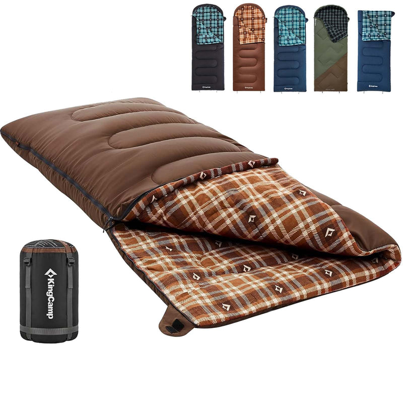 Load image into Gallery viewer, KingCamp SNOWFLAKE 400 Versatile All-Season Sleeping Bag – Wide, Convertible to Double, Flannel Lined for Camping, Hiking, and Outdoor Adventures
