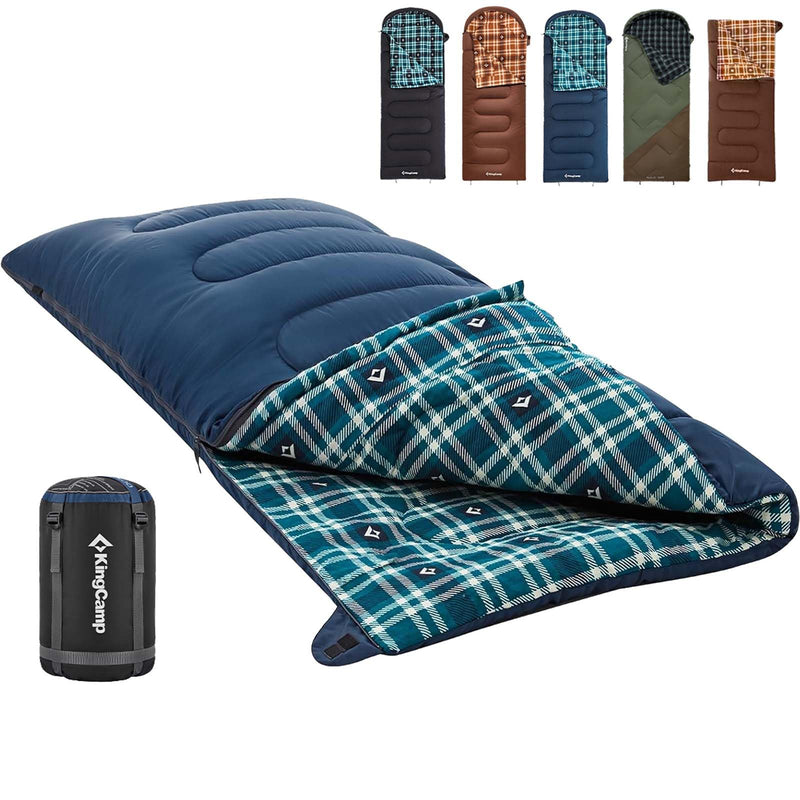 Load image into Gallery viewer, KingCamp SNOWFLAKE 400 Versatile All-Season Sleeping Bag – Wide, Convertible to Double, Flannel Lined for Camping, Hiking, and Outdoor Adventures
