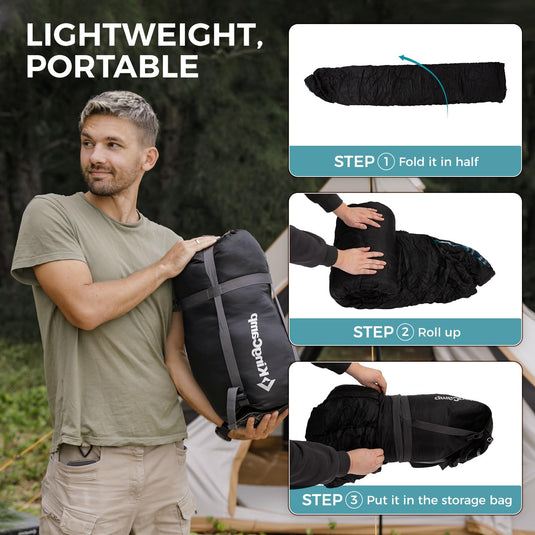 KingCamp Versatile All-Season Sleeping Bag for Adults – 300g Insulated, Waterproof & Extra Wide, Converts to Double with Zipper Link System for Camping, Hiking, Backpacking