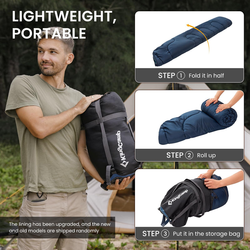 Load image into Gallery viewer, KingCamp Versatile All-Season Sleeping Bag for Adults – 300g Insulated, Waterproof &amp; Extra Wide, Converts to Double with Zipper Link System for Camping, Hiking, Backpacking
