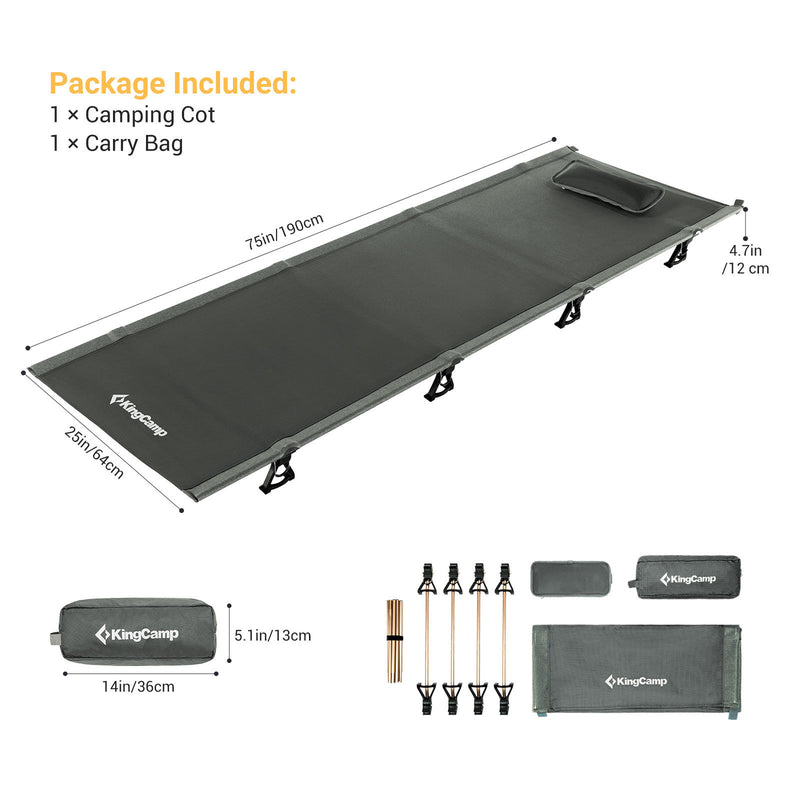Load image into Gallery viewer, KingCamp Oversized Folding Camping Cots Ultralight Sleeping Cots
