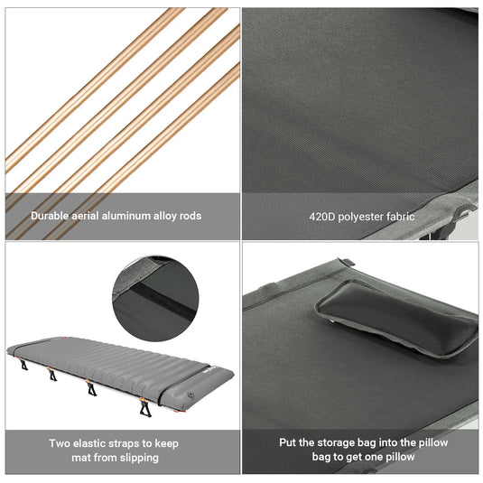 KingCamp Oversized Folding Camping Cots Ultralight Sleeping Cots
