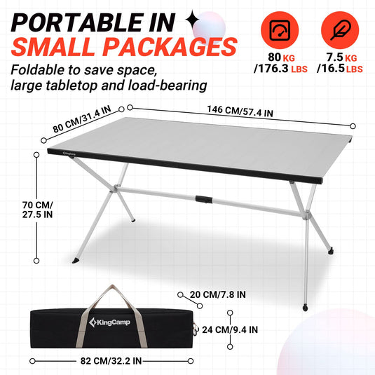 KingCamp Aluminum Roll Up Table