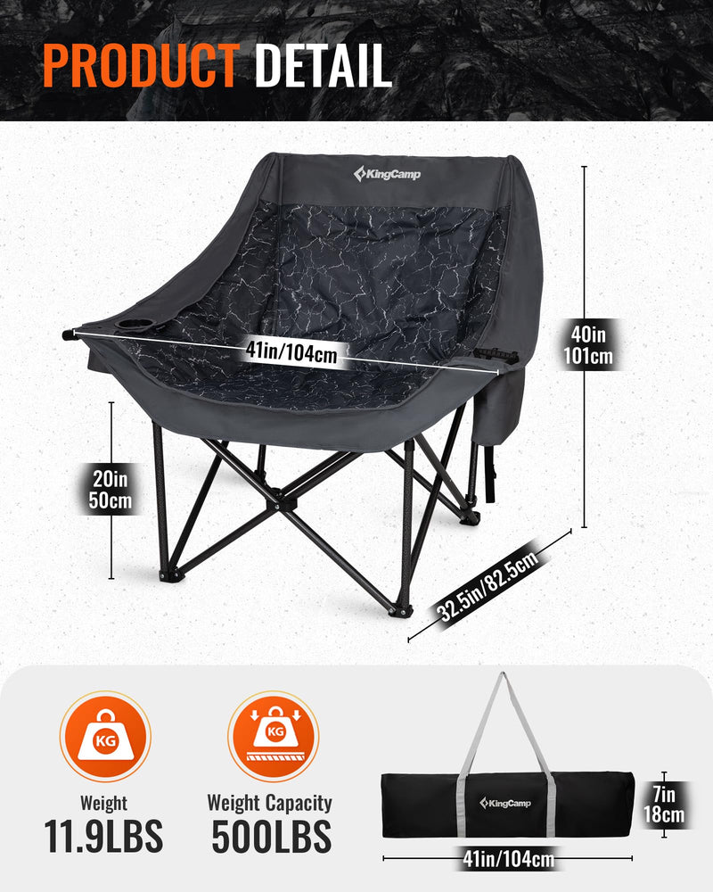 Load image into Gallery viewer, KingCamp CANNA C10 PLUS Oversized Padded Camping Chair Lava Grey
