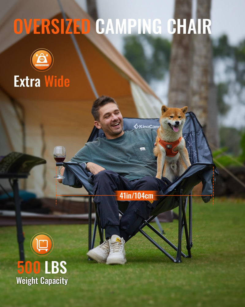 Load image into Gallery viewer, KingCamp CANNA C10 PLUS Oversized Padded Camping Chair Lava Grey Extra Wide
