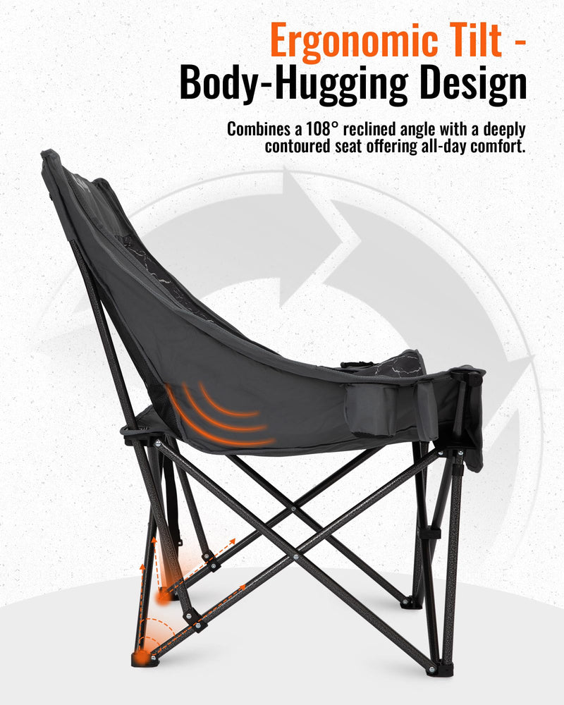 Load image into Gallery viewer, KingCamp CANNA C10 PLUS Oversized Padded Camping Chair Lava Grey Ergonomic Tilt Body Hugging Design
