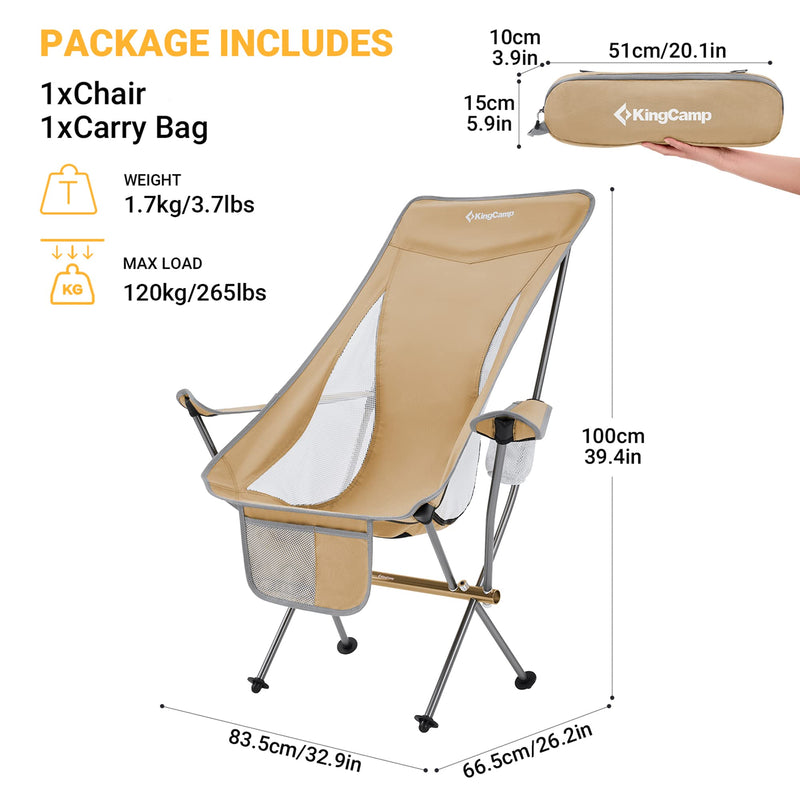 Load image into Gallery viewer, KingCamp CAMELLIA Ultralight High Back Camping Chair Ergonomic
