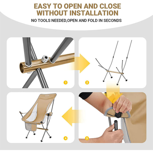 KingCamp CAMELLIA Ultralight High Back Camping Chair Easy to Open and Close