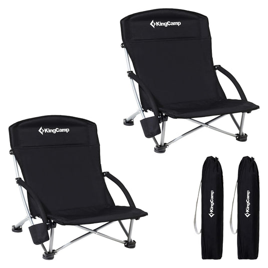 KingCamp Low Back Lightweight Strong Stable Folding Beach Chair 2-piece Set