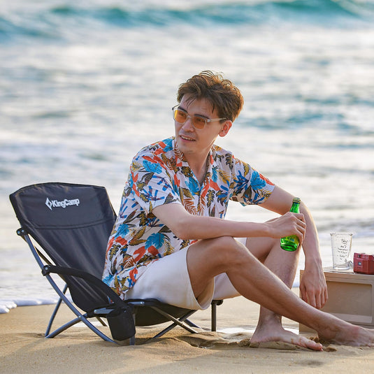 KingCamp Low Back Lightweight Strong Stable Folding Beach Chair 2-piece Set