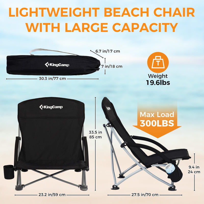 Load image into Gallery viewer, KingCamp Low Back Lightweight Strong Stable Folding Beach Chair 2-piece Set
