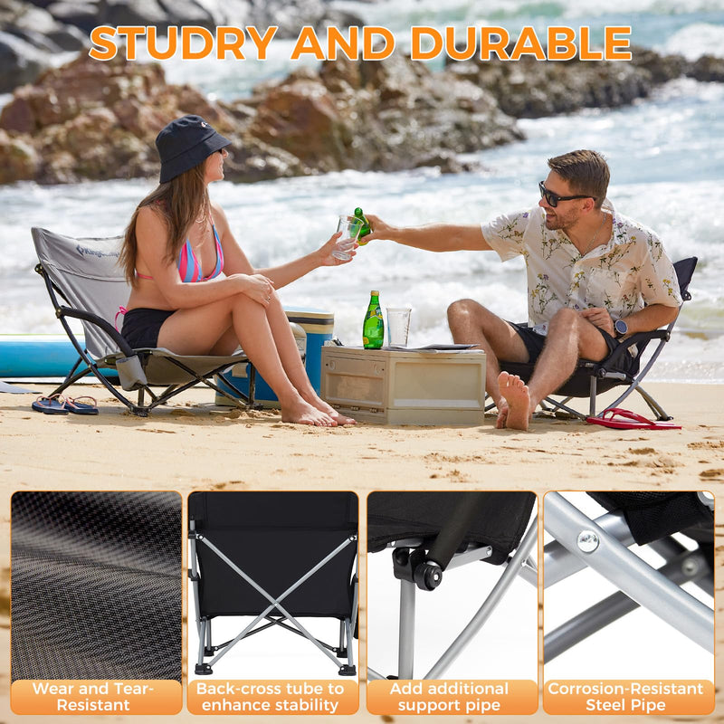 Load image into Gallery viewer, KingCamp Low Back Lightweight Strong Stable Folding Beach Chair 2-piece Set

