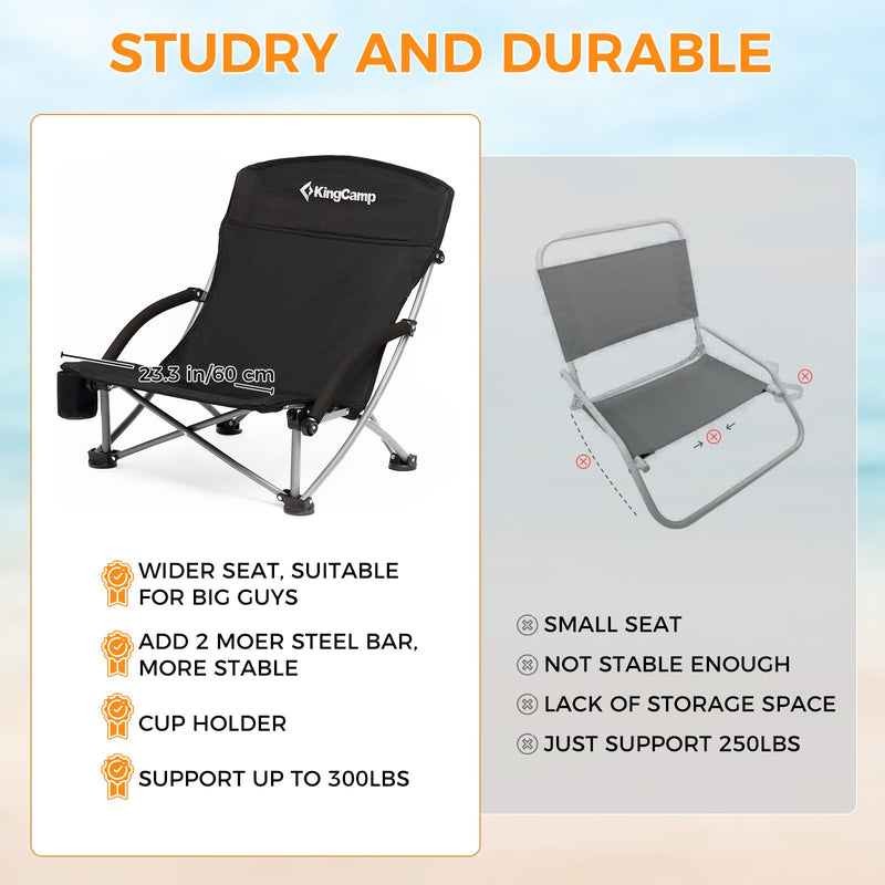 Load image into Gallery viewer, KingCamp Low Back Lightweight Strong Stable Folding Beach Chair 2-piece Set
