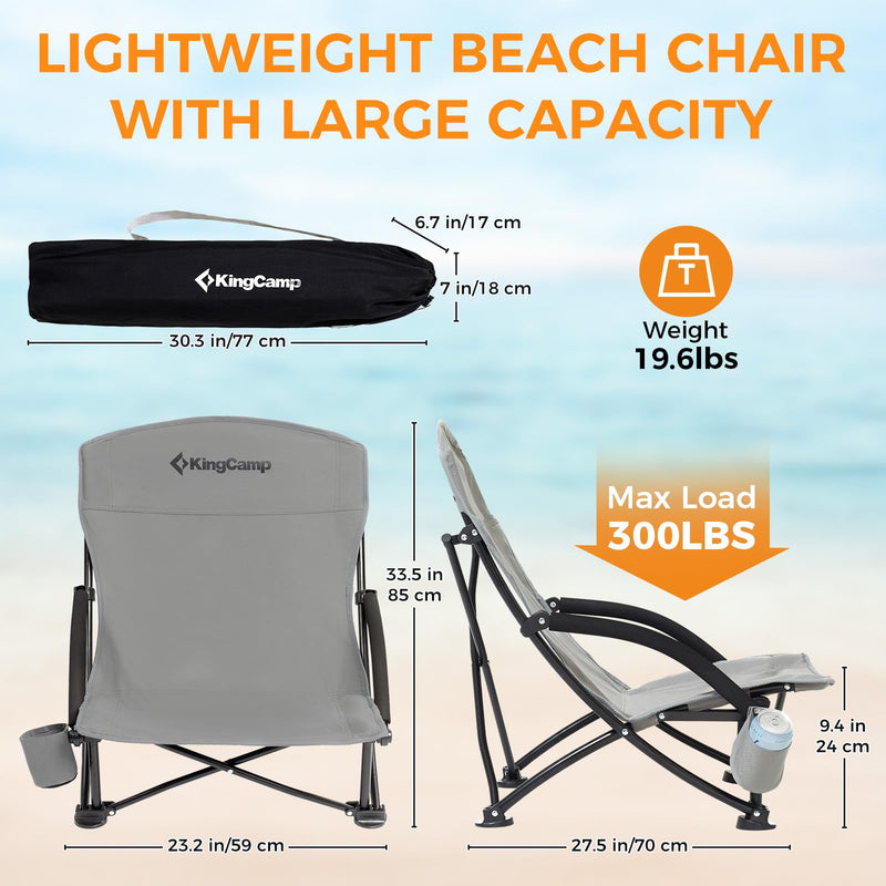 Load image into Gallery viewer, KingCamp Low Back Lightweight Strong Stable Folding Beach Chair 2-piece Set
