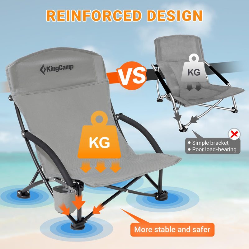 Load image into Gallery viewer, KingCamp Low Back Lightweight Strong Stable Folding Beach Chair 2-piece Set
