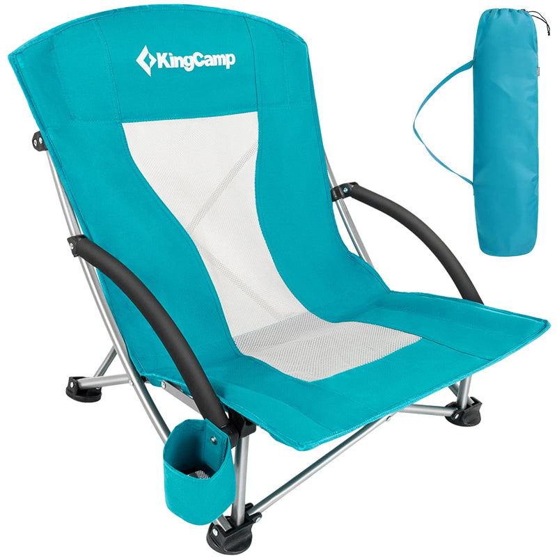 Load image into Gallery viewer, KingCamp Low Back Beach Lightweight Folding Beach Chair Ergonomic Design Cyan
