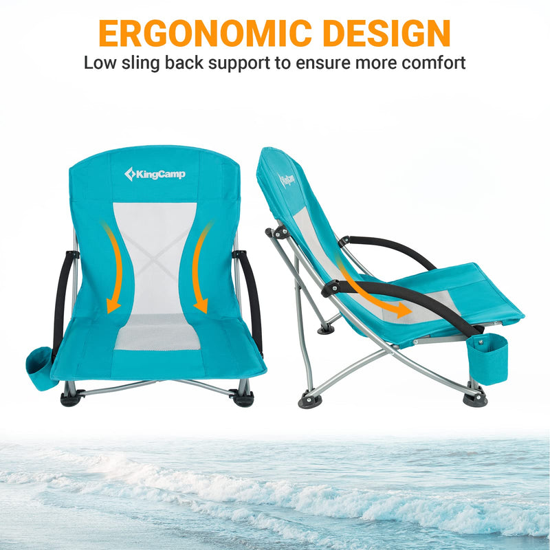 Load image into Gallery viewer, KingCamp Low Back Beach Lightweight Folding Beach Chair Ergonomic Design

