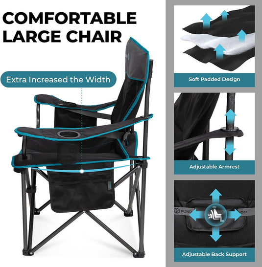 FUNDANGO Heavy Duty 550lb Capacity Oversized Outdoor Chair with Lumbar Support