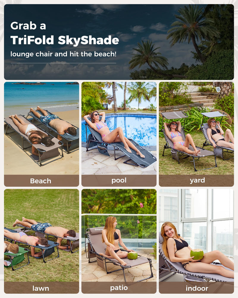 Load image into Gallery viewer, KingCamp MAGNOLIA B10 PLUS Backpack Chaise Lounge with 360° Rotatable Canopy Shade
