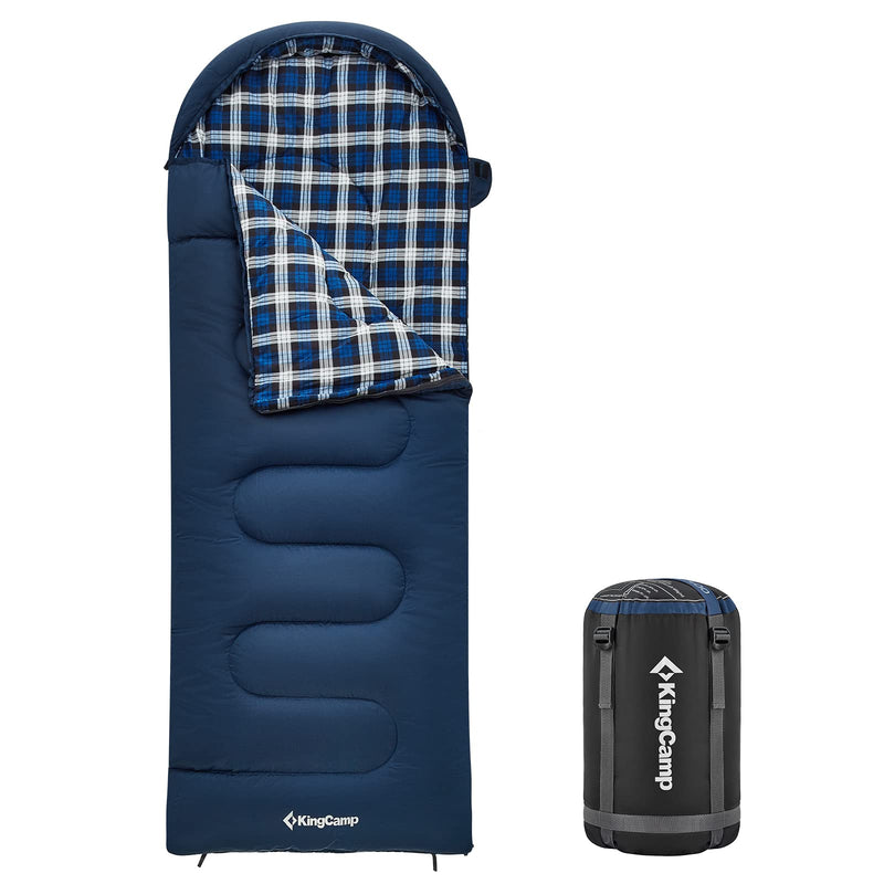 Load image into Gallery viewer, KingCamp CLOUDY 300S Kids Sleeping Bag-Envelope With Hood Flannel Fabric Navy
