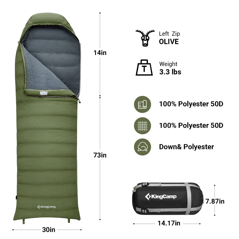 Load image into Gallery viewer, KingCamp Lightweight Down Sleeping Bag-Envelope With Mummy Hood Wide and Large
