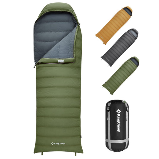 KingCamp Lightweight Down Sleeping Bag-Envelope With Mummy Hood Wide and Large