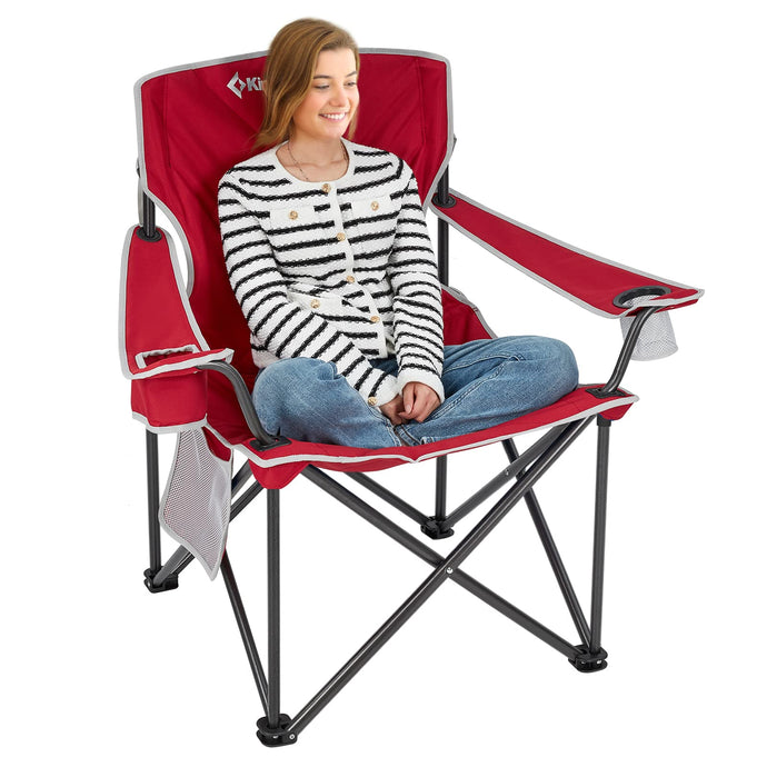 KingCamp Extra-Large Folding Camping Chair with Durable Non-Slip Foot Cover