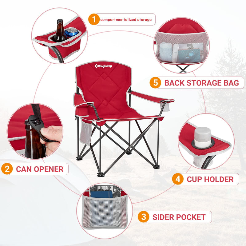 Load image into Gallery viewer, KingCamp Extra-Large Folding Camping Chair with Cup Holder
