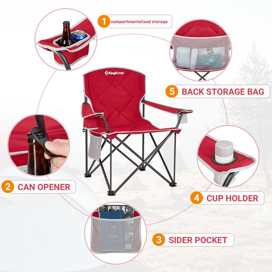 KingCamp Extra-Large Folding Camping Chair with Cup Holder