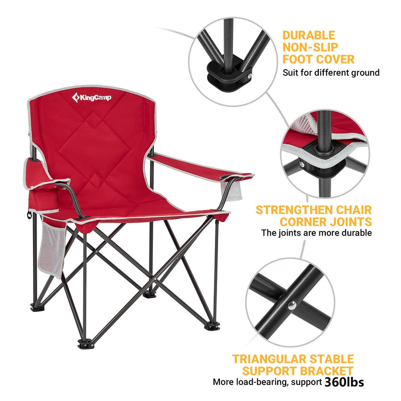 Load image into Gallery viewer, KingCamp Extra-Large Folding Camping Chair with Durable Non-Slip Foot Cover
