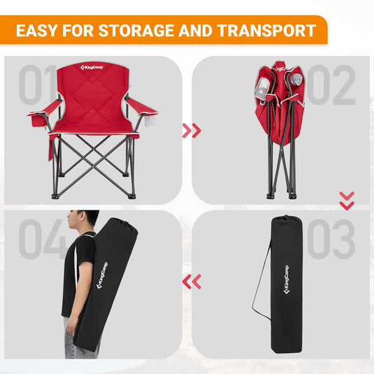 KingCamp Extra-Large Folding Camping Chair with Durable Non-Slip Foot Cover