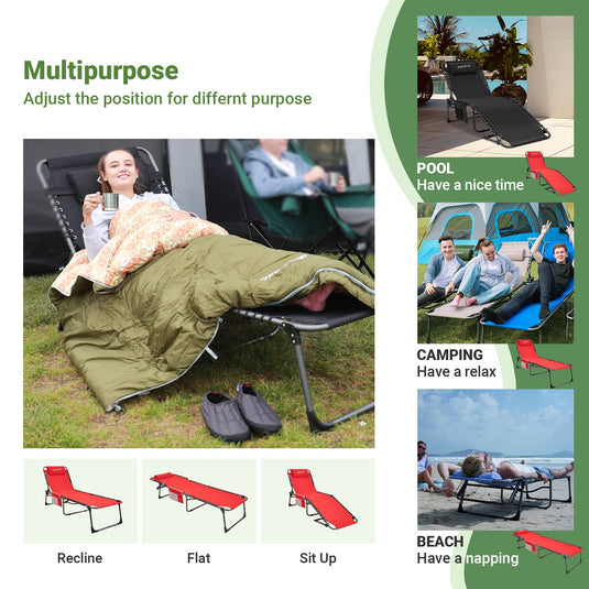 WEJOY 3-Folding Steel Cot Red