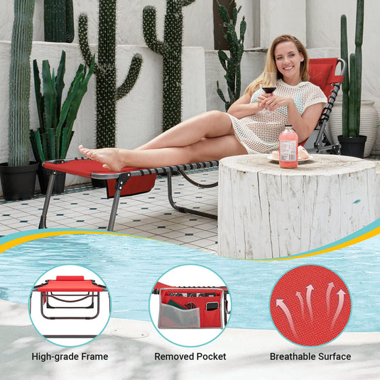 WEJOY 3-Folding Steel Cot Red