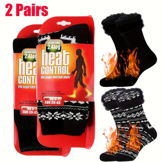 KinWild 2 Pairs Of Thick Warm Solid Crew Socks