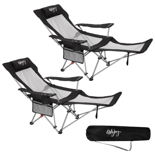 WEJOY 4-Position Reclining Camp Chair Portable and Lightweight 2 Pack