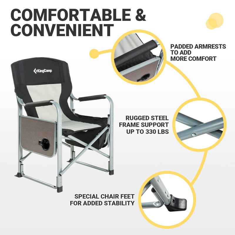 Load image into Gallery viewer, KingCamp Camping Directors Chair with Cooler Bag and Side Table
