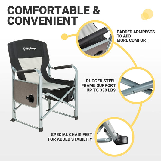KingCamp Camping Directors Chair with Cooler Bag and Side Table